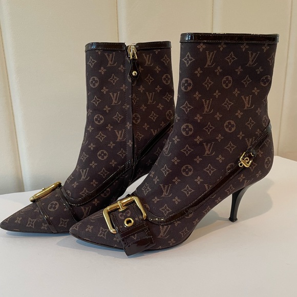 Louis Vuitton Brown Monogram Mimosa Mini Lin Ankle Boots - Picture 16 of 16